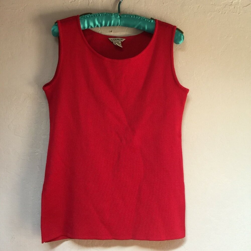 Marlis Womens Viscose Blend Sleeveless Knit Tank Top Small Red Scoop Neck
